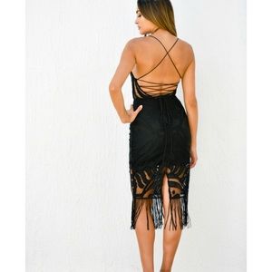 Black Lace Midi Dress, Size 2, New.